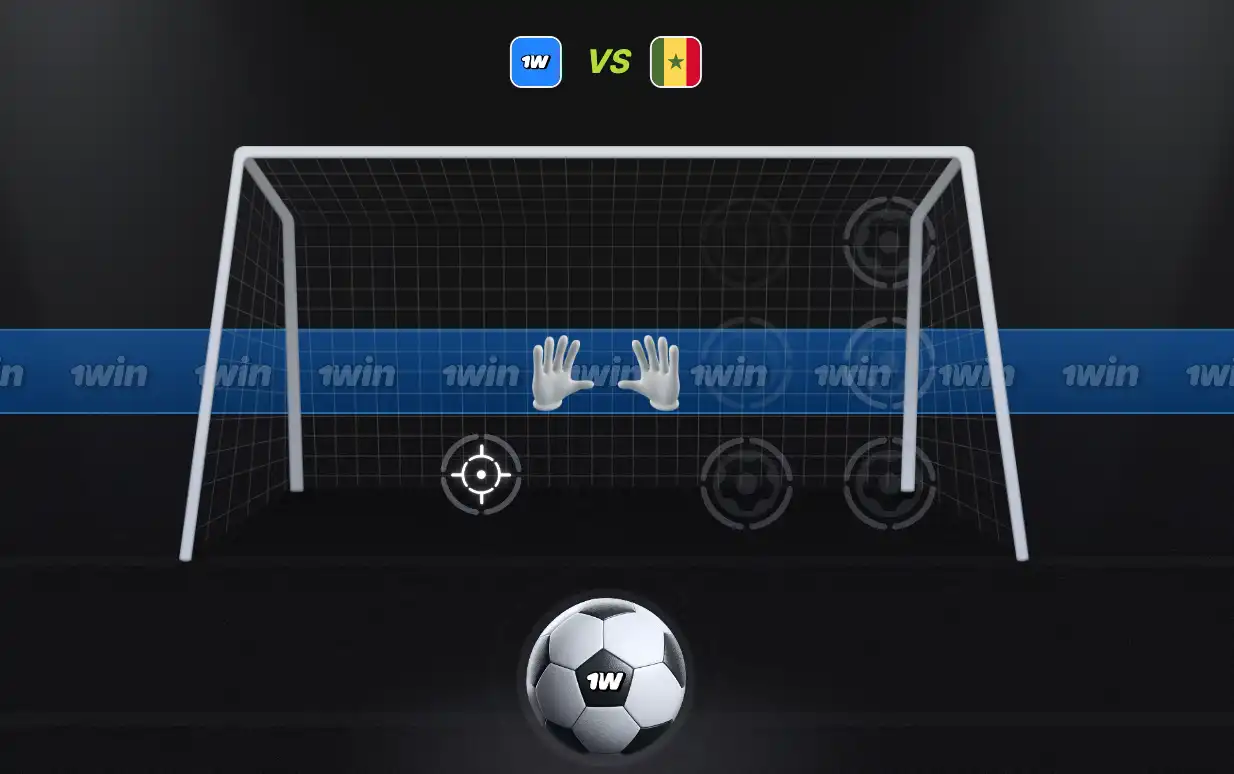 5 goal zones diagram in Penalty Shoot Out demo mode with keeper dive positions explained